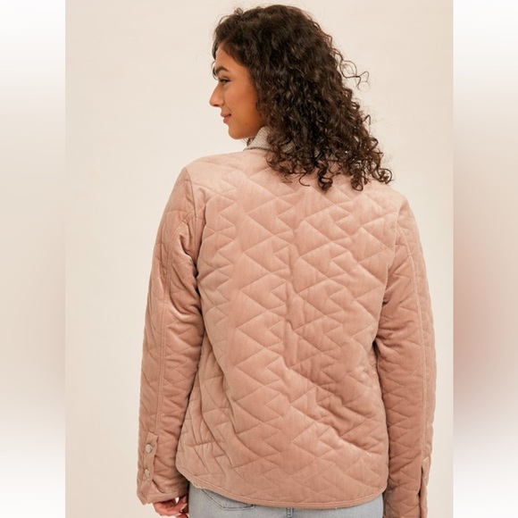 307. Velvet Quilted Cozy Jacket Blush Pink W/Pockets S, M & L NEW Item NWT - Picture 4 of 5
